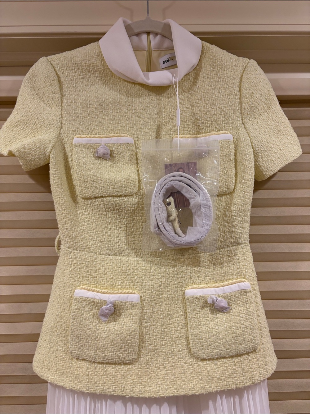 NWT Self-Portrait Yellow Boucle Midi Dress, Size US 0/2/4/6/8/10 - Picture 5 of 13